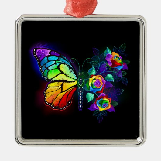 Regenbogenschmetterling Ornament Aus Metall (Vorne)