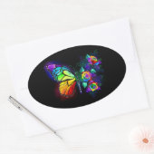 Regenbogenschmetterling Ovaler Aufkleber (Umschlag)