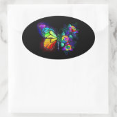 Regenbogenschmetterling Ovaler Aufkleber (Tasche)