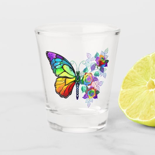 Regenbogenschmetterling Schnapsglas (Vorderseite)
