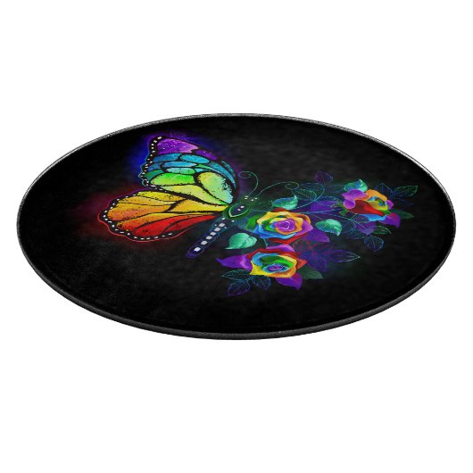 Regenbogenschmetterling Schneidebrett (Ecke)