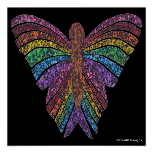 Regenbogenschmetterling (schwarz) - Poster drucken (Vorderseite)