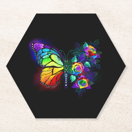 Regenbogenschmetterling Untersetzer (Vorderseite)