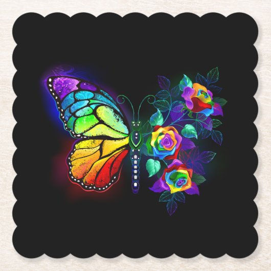 Regenbogenschmetterling Untersetzer (Vorderseite)