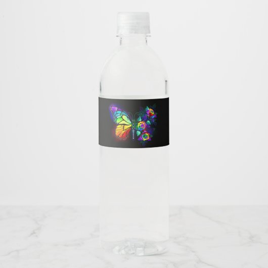 Regenbogenschmetterling Wasserflaschenetikett (Vorderseite)