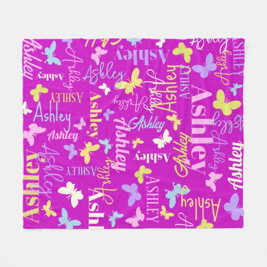 Regenbogenschmetterlinge individuelle Name Ashley  Fleecedecke (Vorderseite (Horizontal))