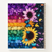 Regenbogenschmetterlinge und Sonnenblumen-Grafik-N Notizblock (Rückseite)