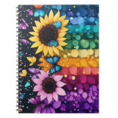Regenbogenschmetterlinge und Sonnenblumen-Notebook Notizblock (Vorderseite)