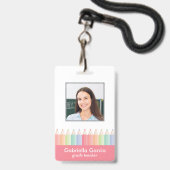 Regenbogenschule Lehrer Barcode Fotoausweis Abzeic Ausweis (Vorderseite mit Lanyard)
