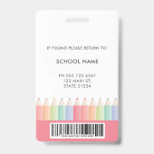 Regenbogenschule Lehrer Barcode Fotoausweis Abzeic Ausweis (Rückseite)