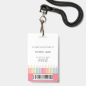 Regenbogenschule Lehrer Barcode Fotoausweis Abzeic Ausweis (Rückseite mit Lanyard)