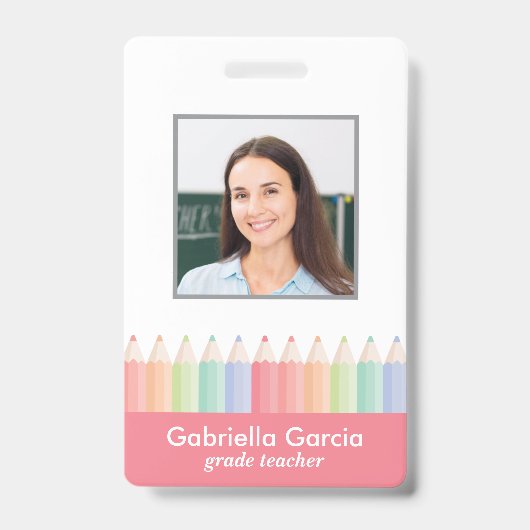 Regenbogenschule Lehrer Barcode Fotoausweis Abzeic Ausweis (Vorderseite)