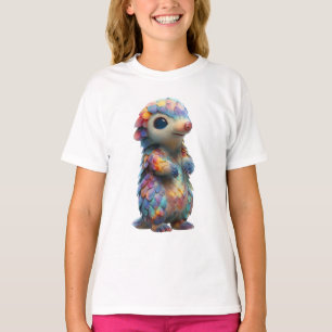 Regenbogenschuppene Pastell Pangolin Kreatur Kinde T-Shirt