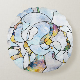 Regenbogenschütze, Buntglaseinheit Rundes Kissen