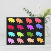 Regenbogenschweine Einladung (Stehend Vorderseite)