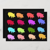 Regenbogenschweine Einladung (Vorne/Hinten)