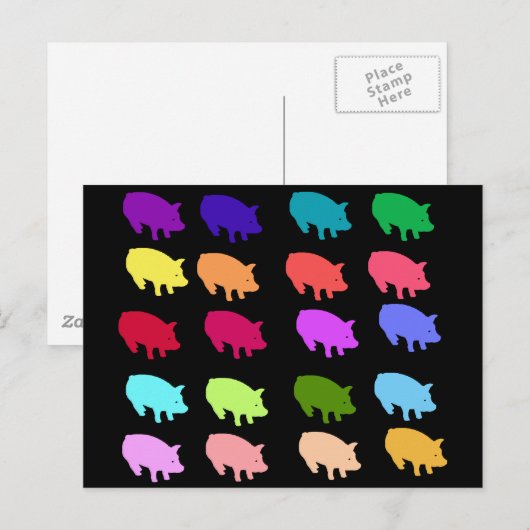 Regenbogenschweine Postkarte (Vorne/Hinten)