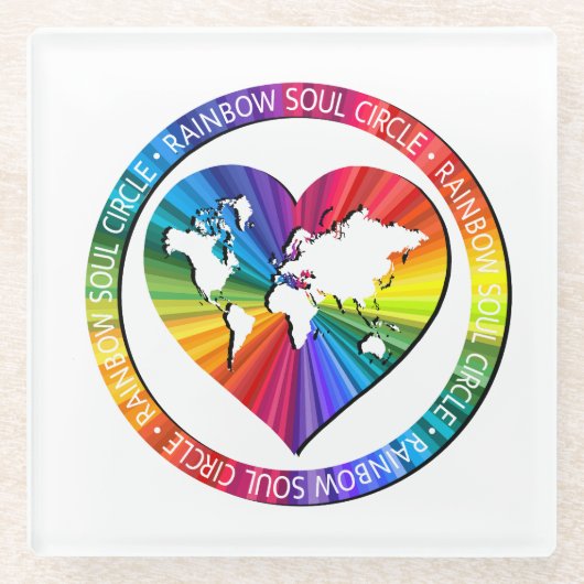 Regenbogenseelenkreis Glasuntersetzer (Vorderseite)