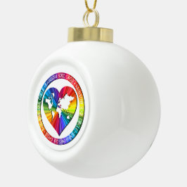Regenbogenseelenkreis Keramik Kugel-Ornament