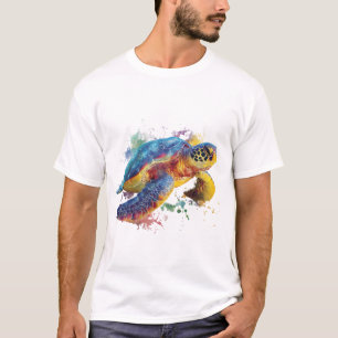 Regenbogenseeschildkröte — Lebendiger Wasserfarben T-Shirt