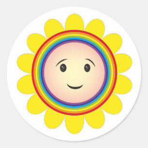 Regenbogensonne Runder Aufkleber