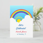 Regenbogensonne und -wolken einladung (Stehend Vorderseite)