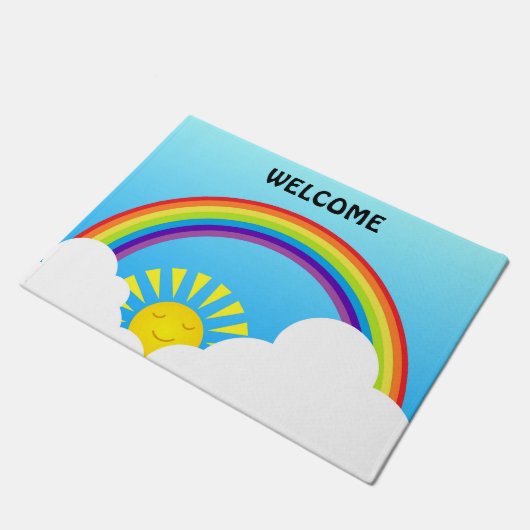 Regenbogensonne und -wolken fußmatte (Schrägansicht)