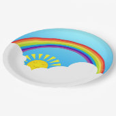 Regenbogensonne und -wolken pappteller (Schrägansicht)