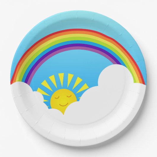 Regenbogensonne und -wolken pappteller (Vorderseite)