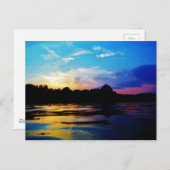 Regenbogensonnenuntergang auf Bergsee Postkarte (Vorne/Hinten)