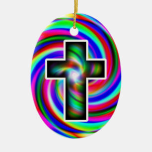 Regenbogenspirale Keramik Ornament