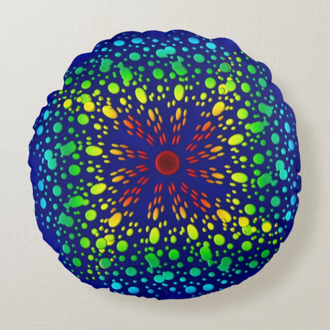 Regenbogenspirale. Rundes Kissen (Vorderseite)