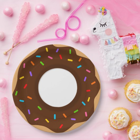 Regenbogensprinklen Schokolade Donut Pappteller (Party)