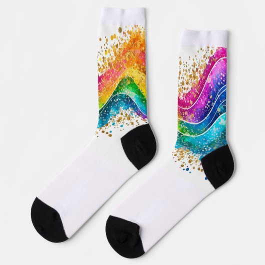 Regenbogenspritze Socken (Linkes Detail)