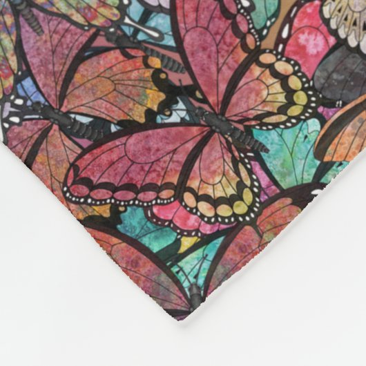 Regenbogenspröde Fantasy-Schmetterlingsmuster Fleecedecke (Ecke)