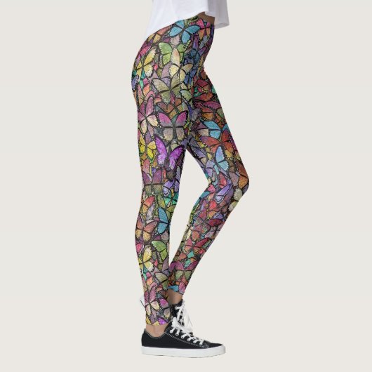 Regenbogenspröde Fantasy-Schmetterlingsmuster Leggings (Rechts)