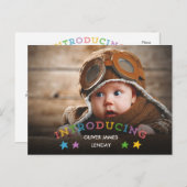 Regenbogenstars | Baby Birth Announction Postcard Ankündigungspostkarte (Vorne/Hinten)