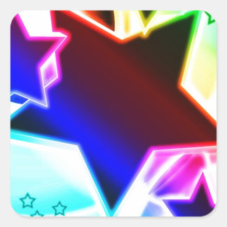 Regenbogenstars Quadratischer Aufkleber