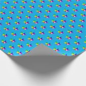 Regenbogensterne auf Aqua-Packpapier Geschenkpapier (Ecke)