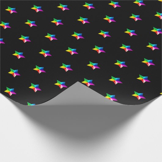 Regenbogensterne auf schwarz geschenkpapier (Ecke)
