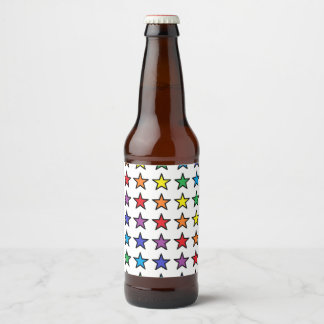 Regenbogensterne mit schwarzer Kontur - Kühler Bierflaschenetikett