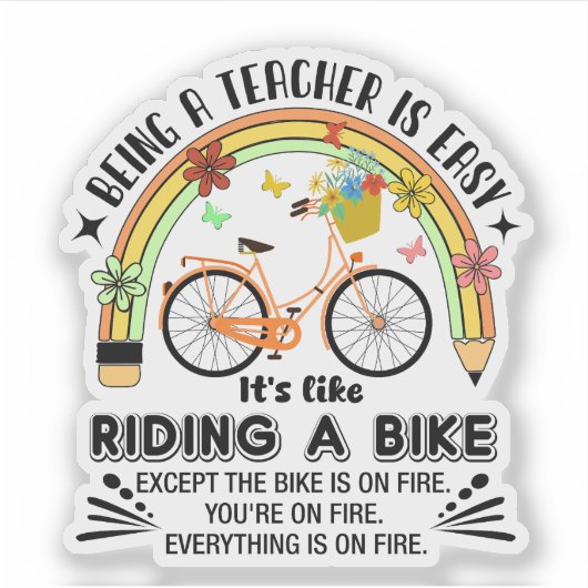 Regenbogenstift-Lehrerin Wertschätzung, lustiger L Aufkleber (Vorderseite)