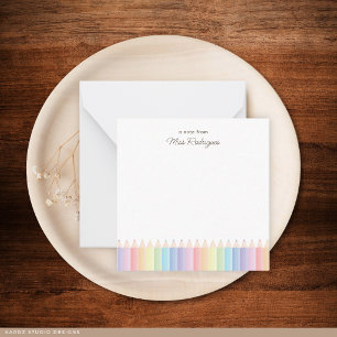 Regenbogenstifte Personalisierte Lehrernotiz Mitteilungskarte