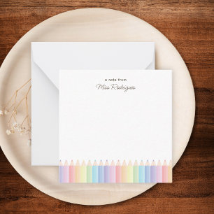 Regenbogenstifte Personalisierte Lehrernotiz Mitteilungskarte