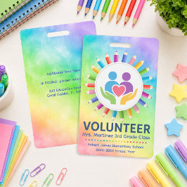 Regenbogenstifte Personalisierte Schulfreiwillige Ausweis