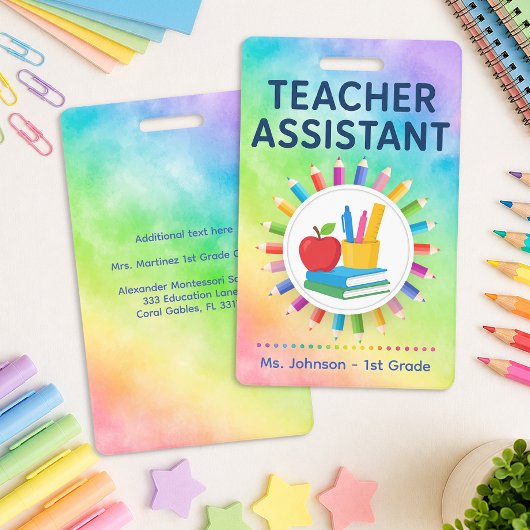 Regenbogenstifte Personalisierter Lehrer-Assistent Ausweis