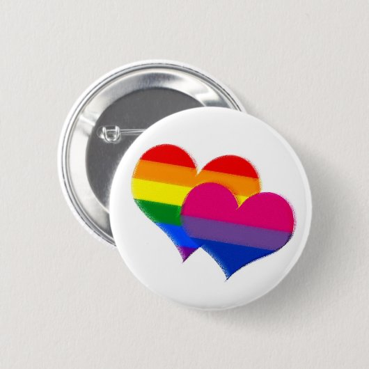 Regenbogenstolzbi-Stolzherzen Button (Vorne & Hinten)