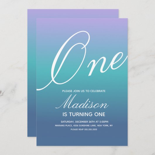 Regenbogenstrahlen jedes Alter farbenfrohe Einladu Einladung (Vorne/Hinten)