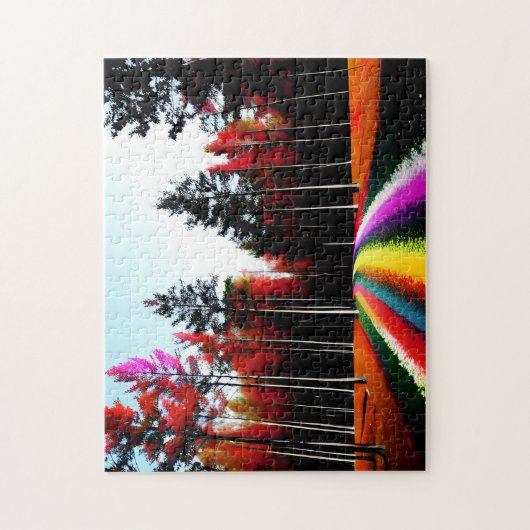 Regenbogenstraße durch den verzauberten Herbstwald Puzzle (Vertikal)