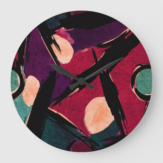 Regenbogenstreifen: Abstrakte Acryltextur Große Wanduhr (Vorderseite)